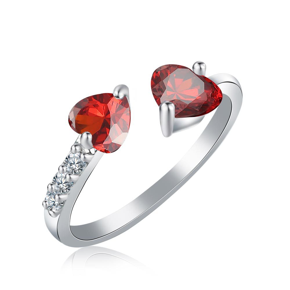 Heart-Shaped Zirconia Ring for Women - Elegant Open-Cuff Fashion Ring